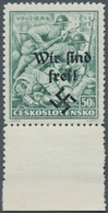 19268 Sudetenland - Rumburg: 1938, 50 H Vouziers Schwärzlichopalgrün Vom Bogenunterrand Mit Aufdruck ''Wir - Région Des Sudètes