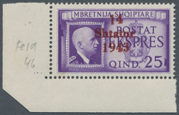 19307 Dt. Besetzung II WK - Albanien: 1943, "25 Q. Eilmarke Mit Aufdruckfehler Lange 1 Von 1943", Tadellos - Besetzungen 1938-45