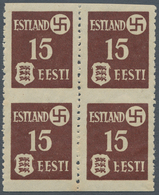 19345 Dt. Besetzung II WK - Estland: 1941, "15 (Kop.) Waag. Ungezähnt" Im Postfrischen Viererblock, Im Unt - Occupation 1938-45