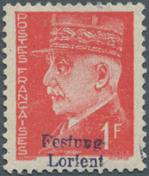 19375 Dt. Besetzung II WK - Frankreich - Festung Lorient: 1945, 1 Fr. Pétain Dunkelrosa, Voller Originalgu - Bezetting 1938-45