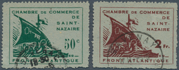 19384 Dt. Besetzung II WK - Frankreich - St. Nazaire: 1945, 50 C. Und 2 Fr. Freimarken Der Handelskammer S - Bezetting 1938-45