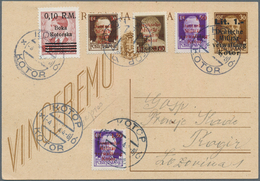 19449 Dt. Besetzung II WK - Kotor - Ganzsachen: 1944, Postkarte Lit 1.- Auf 30 C. Mit Zusatzfrankatur, Gef - Besetzungen 1938-45