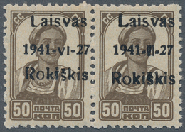 19462 Dt. Besetzung II WK - Litauen - Rakischki (Rokiskis): 1941, 2 K. Lebhaftgelblichgrün Mit Braunrotem - Besetzungen 1938-45