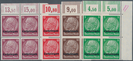 19468A Dt. Besetzung II WK - Lothringen: 1940, Freimarken In Viererblocks Vom Rechten Oberen Blockrand, Bei - Bezetting 1938-45