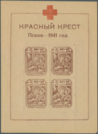 19494 Dt. Besetzung II WK - Russland - Pleskau (Pskow): 1942, Rotes Kreuz Block, Papier Mit Fabrik-Wz., Po - Occupation 1938-45