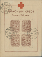 19495 Dt. Besetzung II WK - Russland - Pleskau (Pskow): 1942, Rotes Kreuz Block, Weisses Papier, Sauber Ge - Occupation 1938-45