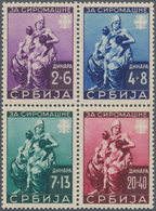 19515 Dt. Besetzung II WK - Serbien: 1942, Herzstück Des Zusammendruckbogens Mit 4 Stecherzeichen Postfris - Occupation 1938-45