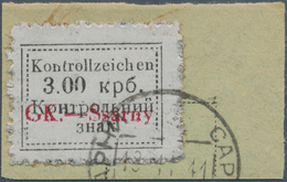 19526 Dt. Besetzung II WK - Ukraine - Sarny: 1941, 3 Krb. Mit Rotem Aufdruck, Gestempelt Auf Kleinem Brief - Besetzungen 1938-45