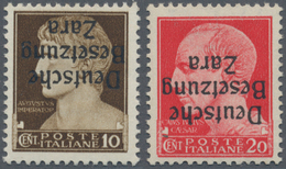 19531 Dt. Besetzung II WK - Zara: 1943, 10 C. Und 20 C. Freimarken Mit Kopfstehendem Aufdruck, Postfrisch, - Bezetting 1938-45