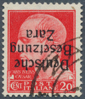 19533 Dt. Besetzung II WK - Zara: 1943, 20 C. Freimarke Rot Mit Kopfstehendem Aufdruck In Type I, Gestempe - Bezetting 1938-45