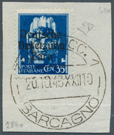 19534 Dt. Besetzung II WK - Zara: 1943, 35 C. Freimarke Schwärzlichkobalt Mit Aufdruck In Type I, Auf Brie - Besetzungen 1938-45