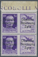 19548 Dt. Besetzung II WK - Zara: 1943, "50 C. Schwärzlichblauviolett Mit Propagandafeld Flugzeuge", Senkr - Besetzungen 1938-45