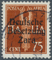 19561 Dt. Besetzung II WK - Zara: 1943, Flugpost 75 C Gelbbraun "Deutsche Besetzung Zara", Aufdruck-Type I - Occupation 1938-45