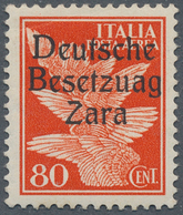 19562 Dt. Besetzung II WK - Zara: 1943, 80 C. Mit Aufdruck-Setzfehler "Besetzuag" (Feld 17), Postfrisch Mi - Bezetting 1938-45