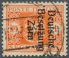 19569 Dt. Besetzung II WK - Zara - Portomarken: 1943, 1 L Portomarke Mit Aufdruck ''Deutsche Besetzung Zara - Occupation 1938-45