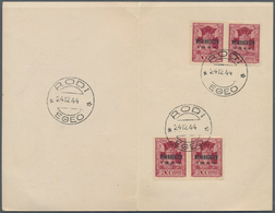 19581 Feldpostmarken: 1944, Insel Rhodos Weihnachtsmarke, Souvenir-Klappekarte "Rodi", Innen Mit Zwei Waag - Sonstige & Ohne Zuordnung