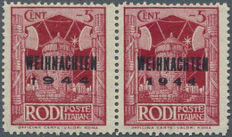 19582 Feldpostmarken: 1944, Insel Rhodos "WEIHNACHTEN 1944" Auf 5 C Als Postfrisches Waagrechtes Typen-Paa - Autres & Non Classés