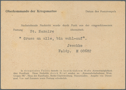 19626 Feldpost 2. Weltkrieg: 1944, ST. NAZAIRE. Funknachrichtenkarte Des Oberkommandos Der Kriegsmarine. P - Sonstige & Ohne Zuordnung
