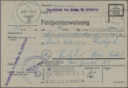 19634 Feldpost 2. Weltkrieg: 1945 (4.3.), Dienstliche FP-Anweisung (Mittelstück Mit Anhängendem Empfängera - Andere & Zonder Classificatie