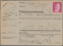 19640 Feldpost 2. Weltkrieg: 1945 (17.3.), Frankierte FP-Anweisung (Mittelstück Mit Anhängendem Empfängera - Sonstige & Ohne Zuordnung