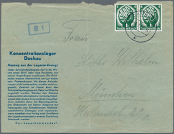 19673 KZ-Post: 1935 (7.3.), 2 X 6 Pfg. "Saarabstimmung" Mit Stempel DACHAU 2 Auf Grünem Vordruck-Briefcouv - Covers & Documents