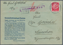 19675 KZ-Post: 1937 (26.1.), 12 Pfg. Hindenburg Mit 2 Stempel "DACHAU 2" Auf Grünem Vordruck-Briefcouvert - Briefe U. Dokumente