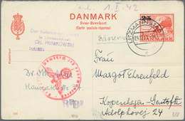 19681 KZ-Post: 1941 Ghetto Litzmannstadt: Dänische Antwort-Ganzsachen-Karte 25 Öre Mit Absenderstempel "De - Lettres & Documents