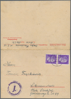 19686 KZ-Post: Sachsenhausen - Außenlager Henkel-Werke: 1943, Vordruckkarten-Brief Mit Senkrechtem Paar 6 - Lettres & Documents