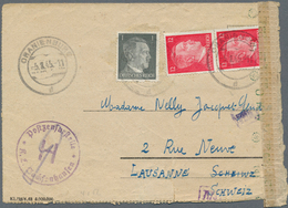 19694 KZ-Post: 1945 (5.1.), 1 Pfg. + 2x 12 Pfg. Hitler Mit Stempel ORANIENBURG Auf Vordruck-Faltbrief (lei - Covers & Documents