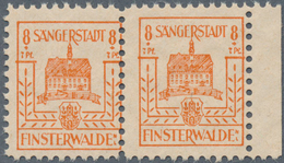 19711 Deutsche Lokalausgaben Ab 1945: FINSTERWALDE, 1945: Wiederaufbau 8 Pf + 7 Pf, Gelblichrot Im Waagere - Other & Unclassified