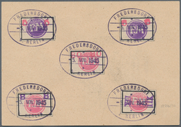 19714 Deutsche Lokalausgaben Ab 1945: 1945: FREDERSDORF, Fünf Ausgestanzte Etikettenmarken Im Format 28 X - Other & Unclassified