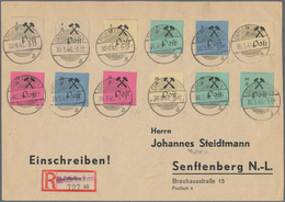 19731 Deutsche Lokalausgaben Ab 1945: 1945. GROSSRÄSCHEN. Kpl. Satz (12 Werte) Auf überfrankierter R-Postk - Autres & Non Classés