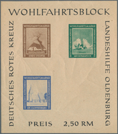 19740 Deutsche Lokalausgaben Ab 1945: 1948, OLDENBURG, 2 Ungezähnte Blocks "Rotes Kreuz", Ein Block Mit Fe - Andere & Zonder Classificatie