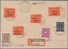 19741 Deutsche Lokalausgaben Ab 1945: SPREMBERG: 1946, Wiederaufbau, 8 Und 12 Pfg + Je 1 M Gezähnt Und GES - Other & Unclassified