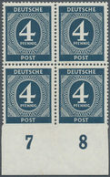 19776 Alliierte Besetzung - Gemeinschaftsausgaben: 1946, Ziffer 4 Pfg. Im Unterrand - Viererblock, Unten U - Andere & Zonder Classificatie