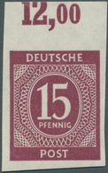 19778 Alliierte Besetzung - Gemeinschaftsausgaben: 1946, Ziffer 15 Pfg. Bräunlichlila, Ungezähntes Oberran - Andere & Zonder Classificatie