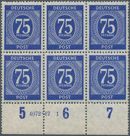 19783 Alliierte Besetzung - Gemeinschaftsausgaben: 1946, Freimarken Ziffern-Serie 75 Pf Sechserblock Vom U - Sonstige & Ohne Zuordnung