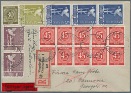 19800 Alliierte Besetzung - Gemeinschaftsausgaben: 1948, Zehnfach-Frankatur, 5 Mark Taube Im Dreierstreife - Sonstige & Ohne Zuordnung