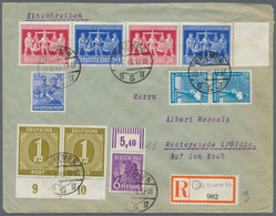 19804 Alliierte Besetzung - Gemeinschaftsausgaben: 1948, Zehnfach-Frankatur, R-Brief Mit Waagrechtem Viere - Autres & Non Classés