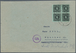 19826 Sowjetische Zone - Mecklenburg-Vorpommern: 1945, 6 Pf Schwarz Auf Mittelgraugrün, 4er-Block Mit Senk - Other & Unclassified