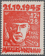 19837 Sowjetische Zone - Mecklenburg-Vorpommern: 1945, 12+28 Pf. Thälmann Postfrisch In Der Farbe Orangero - Autres & Non Classés