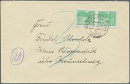19855 Sowjetische Zone - Mecklenburg-Vorpommern: 1946, 5 Pf Smaragdgrün Auf Kreidepapier, Senkr. Paar Als - Andere & Zonder Classificatie