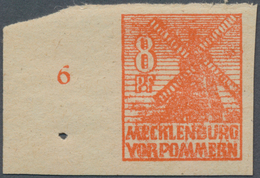 19856 Sowjetische Zone - Mecklenburg-Vorpommern: 1946: 8 Pfg In Der Seltenen B-Farbe Rotorange, Signiert T - Autres & Non Classés