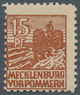 19862 Sowjetische Zone - Mecklenburg-Vorpommern: 1946, Abschiedsausgabe 15 Pf Dunkelbraunorange Als Postfr - Sonstige & Ohne Zuordnung