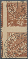 19863 Sowjetische Zone - Mecklenburg-Vorpommern: 1946, Abschiedsausgabe 15 Pf Im Senkrechten Paar, Waagere - Other & Unclassified