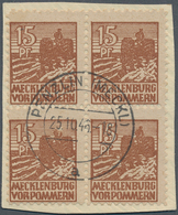 19865 Sowjetische Zone - Mecklenburg-Vorpommern: 1946, 15 Pfg. Gelbbraun Auf Dünnem Glatten Papier "z", 4e - Sonstige & Ohne Zuordnung