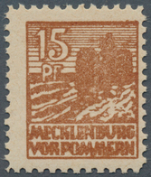 19867 Sowjetische Zone - Mecklenburg-Vorpommern: 1946, Abschiedsserie 15 Pfg. Auf Grauem Z-Papier, Postfri - Sonstige & Ohne Zuordnung