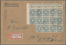 19922 Sowjetische Zone - Ost-Sachsen: 1945, 4 Pf Dkl'graublau, Block Mit 14 Marken Aus Der Li. Oberen Boge - Sonstige & Ohne Zuordnung