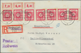 19939 Sowjetische Zone - Ost-Sachsen: 1946, 12 Pf Dkl'rosarot, 7 Stück Als Portogerechte MeF Auf Einschrei - Other & Unclassified