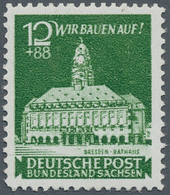 19946 Sowjetische Zone - Ost-Sachsen: 1946, Wiederaufbau 12+88 Pf SCHWÄRZLICHGELBGRÜN, Seltener Probedruck - Other & Unclassified